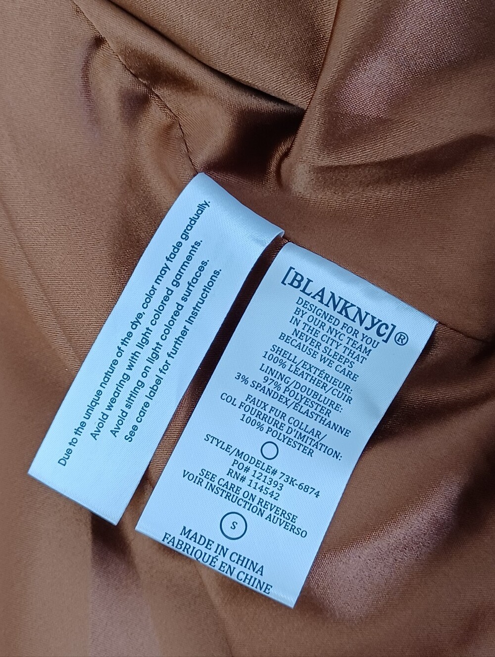 BLANKNYC Caramel Sauce Suede Jacket Size S Faux Shearling Collar Full Zip Pocket - Picture 14 of 15